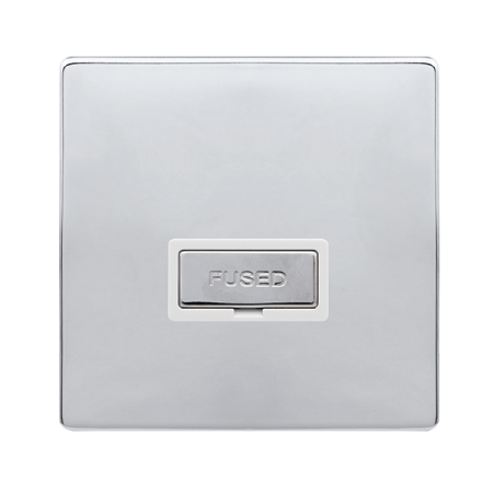 Click Definity Complete Polished Chrome with White Insert Screwless 13A Unswitched Fused Connection Unit SFCH750PW