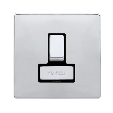 Click Definity Complete Polished Chrome with Black Insert Screwless 13A Switched Fused Connection Unit SFCH751BK