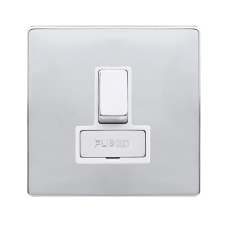 Click Definity Complete Polished Chrome with White Insert Screwless 13A Switched Fused Connection Unit SFCH751PW