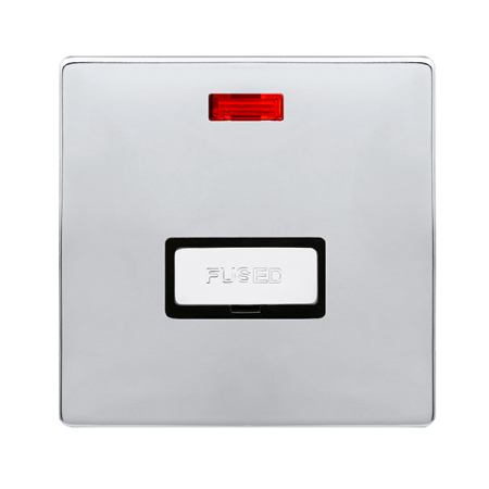 Click Definity Complete Polished Chrome with Black Insert Screwless 13A Unswitched Fused Connection Unit with Neon SFCH753BK