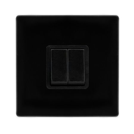 Click Definity Screwless Metal Black 2 Gang 2 Way Switch | SFMB012BK