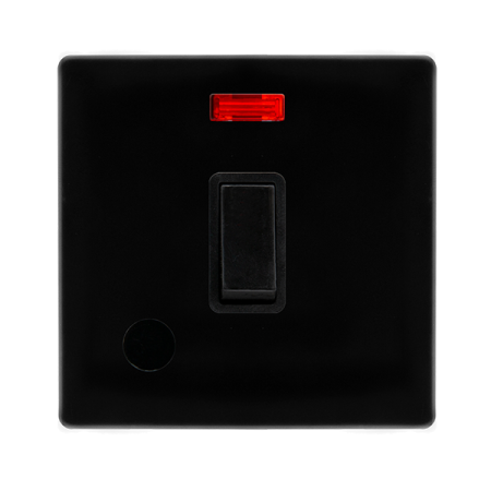 Click Definity Screwless Metal Black 20A DP Switch With Neon & Flex Outlet | SFMB023BK