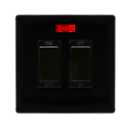 Click Definity Screwless Metal Black 20A Sink & Bath Switch With Neon | SFMB024BK