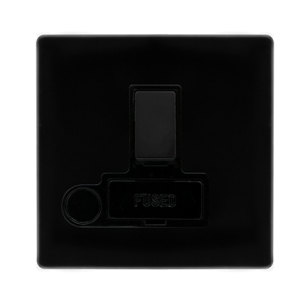 Click Definity Screwless Metal Black 13A Switched Fused Spur & Optional Flex Outlet | SFMB051BK