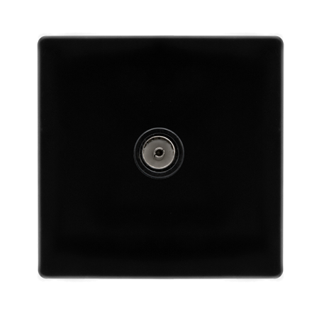 Click Definity Screwless Metal Black Single Non-isolated Coaxial Outlet | SFMB065BK