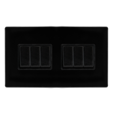 Click Definity Screwless Metal Black 6 Gang 2 Way Switch | SFMB105BK