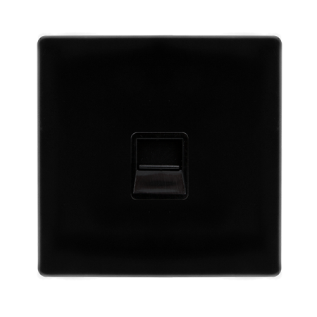 Click Definity Screwless Metal Black Single Telephone Master Outlet | SFMB120BK