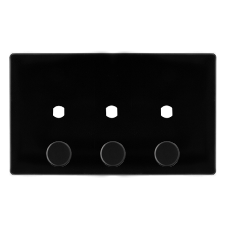 Click Definity Screwless Metal Black 3 Gang Unfurnished Dimmer Plate & Knobs | SFMB143PL
