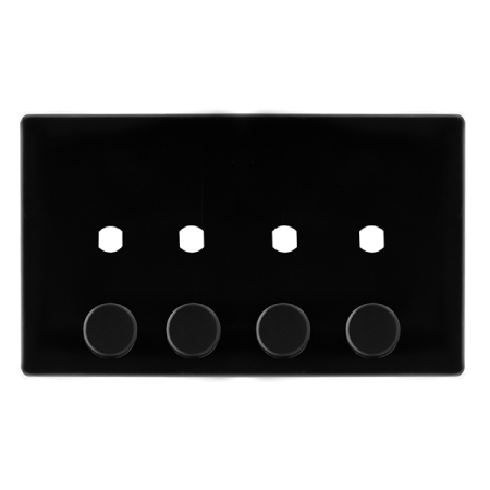 Click Definity Screwless Metal Black 4 Gang Unfurnished Dimmer Plate & Knobs | SFMB144PL