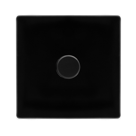 Click Definity Screwless Metal Black 1 Gang 2 Way 100w LED Dimmer Switch | SFMB161
