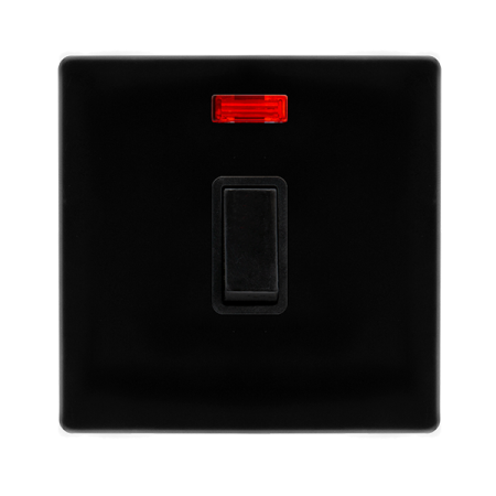 Click Definity Screwless Metal Black 20A Double Pole Switch & Neon | SFMB623BK