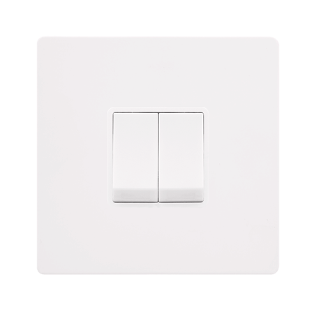 Click Definity SFMW012PW Metal White Screwless 2 Gang 2 Way Switch
