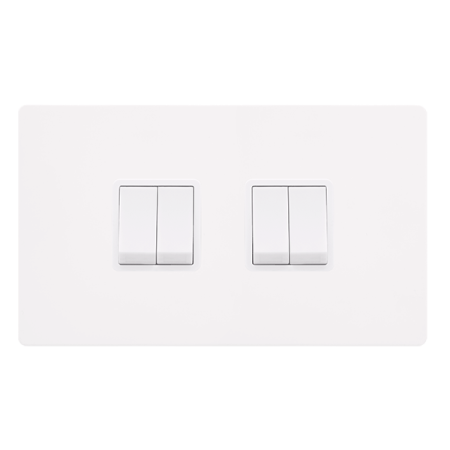Click Definity SFMW019PW Metal White Screwless 4 Gang 2 Way Switch