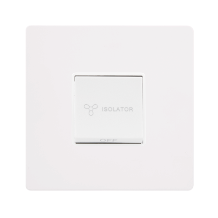 Click Definity SFMW020PW Metal White Screwless 1 Gang 10A 3 Pole Fan Isolator Switch