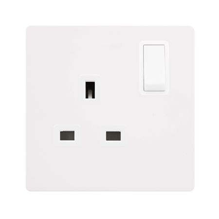 Click Definity SFMW035PW Metal White Screwless 1 Gang 13A Single Switched Socket