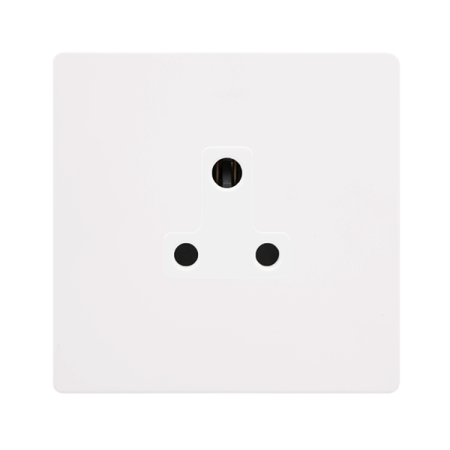 Click Definity SFMW038PW Metal White Screwless 1 Gang 5A Round Pin Single Socket