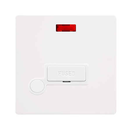 Click Definity SFMW053PW Metal White Screwless 13A Unswitched Spur unit with Neon & Flex Outlet