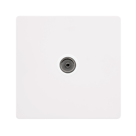 Click Definity SFMW065PW Metal White Screwless Single Non-Isolated Coaxial Outlet