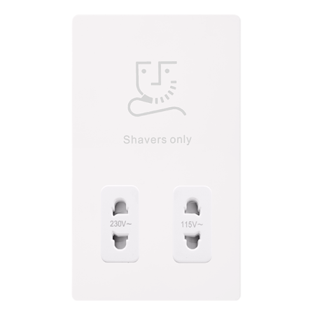 Click Definity SFMW100PW Metal White Screwless 115V/230V Dual Voltage Shaver Socket