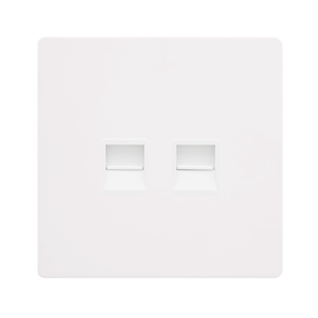 Click Definity SFMW126PW Metal White Screwless Twin Secondary Telephone Outlet