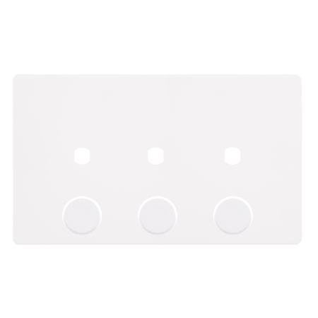 Click Definity SFMW143PL Metal White Screwless 3 Gang Empty Dimmer Plate with Knob