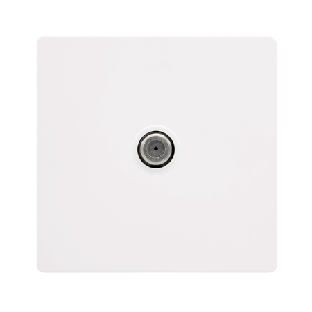 Click Definity SFMW156PW Metal White Screwless Single Non-Isolated Satellite Outlet
