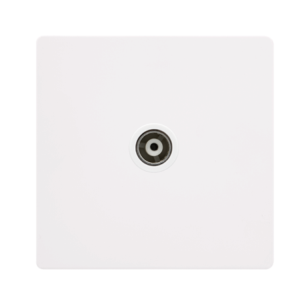 Click Definity SFMW158PW Metal White Screwless Single Isolated Coaxial Outlet