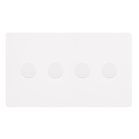 Click Definity SFMW164 Metal White Screwless 4 Gang 2 Way 100W LED Dimmer Switch