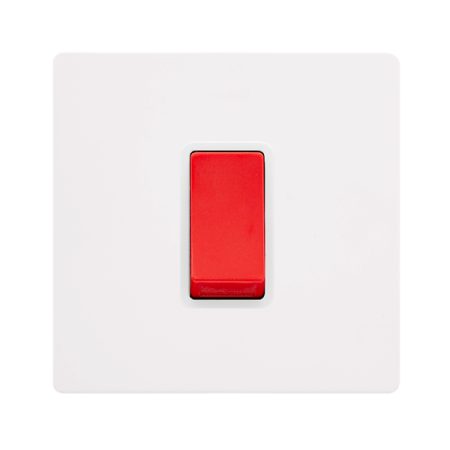 Click Definity SFMW200PW Metal White Screwless 1 Gang 50A DP Cooker Switch