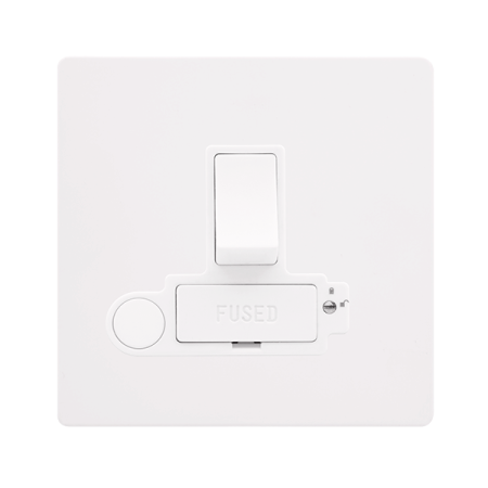 Click Definity SFMW251PW Metal White Screwless 13A Lockable Switched Fused Connection unit & Flex Outlet