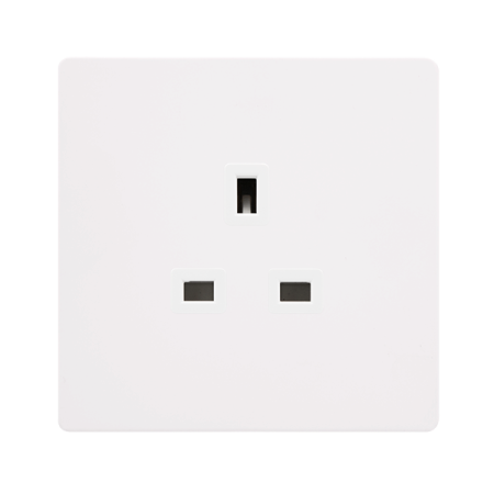 Click Definity SFMW630PW Metal White 13A Single Unswitched Socket