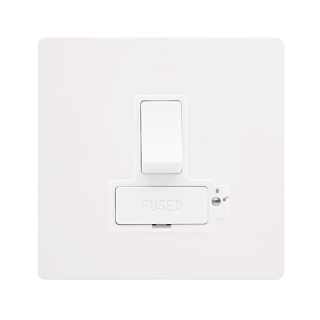 Click Definity SFMW851PW Metal White Screwless 13A Lockable Switched Spur