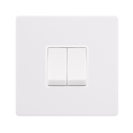 Click Definity Screwless 10AX Ingot 2 Gang 2 Way Switch White | SFPW012PW