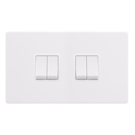 Click Definity Screwless 10AX Ingot 4 Gang 2 Way Switch White | SFPW019PW