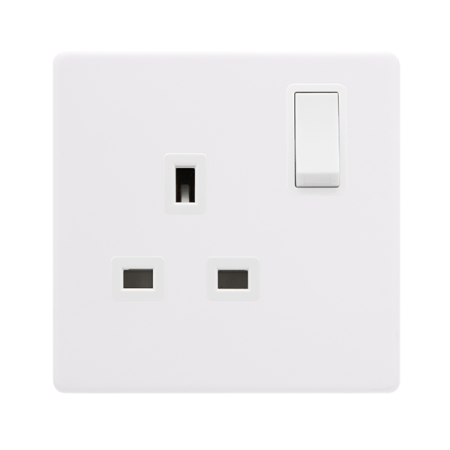 Click Definity Screwless 13a Ingot 1 Gang Dp Switched Socket - Polar White | SFPW035PW