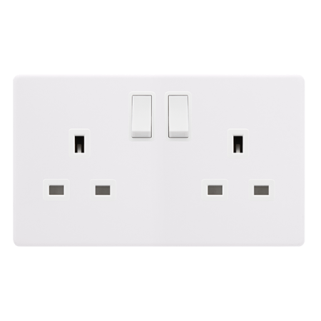 Click Definity Screwless 13A Ingot 2 Gang DP Switched Socket - Polar White | SFPW036PW
