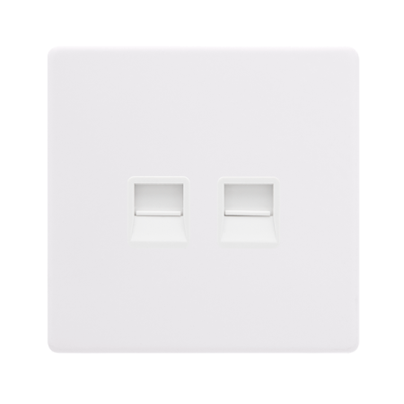 Click Definity Screwless Matt White Twin Telephone Master Outlet | SFPW121PW