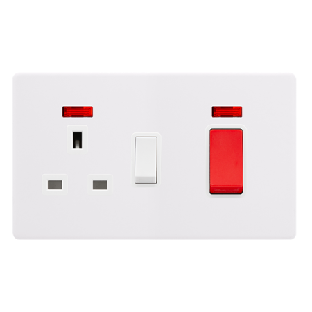 Click Definity Screwless 50A DP Switch With 13a Double Pole Switched Socket & Neon | SFPW205PW