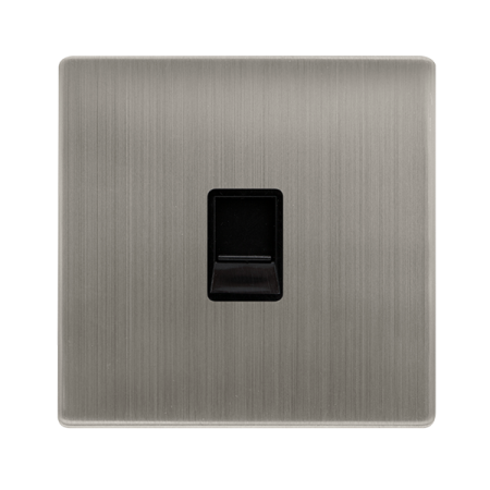 Single Telephone Secondary Outlet - Stainless Steel Cover Plate - Black Insert