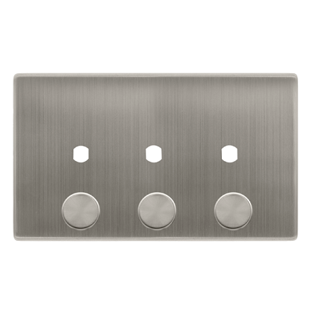 3 Gang Unfurnished Dimmer Plate & Knobs - Stainless Steel