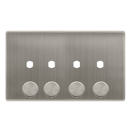 4 Gang Unfurnished Dimmer Plate & Knobs - Stainless Steel
