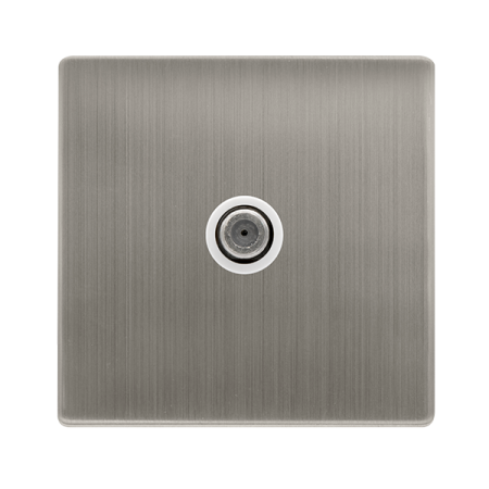 Non-isolated Single Satellite Outlet - Stainless Steel Cover Plate - Polar White Insert