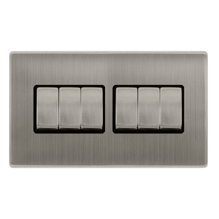 Click Definity Screwless 10ax Ingot 6 Gang 2 Way Switch | SFSS416BK
