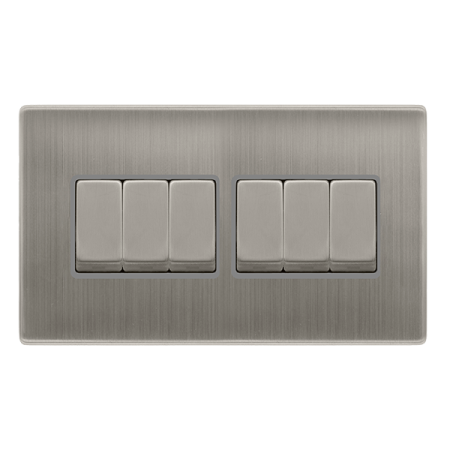 Click Definity Screwless 10ax Ingot 6 Gang 2 Way Switch | SFSS416GY