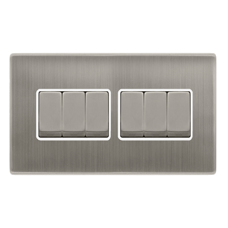 Click Definity Screwless 10ax Ingot 6 Gang 2 Way Switch | SFSS416PW