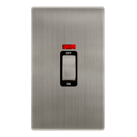 Click Definity Screwless 50a Ingot 2 Gang Double Pole Switch with Neon |SFSS503BK