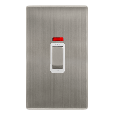 Click Definity Screwless 50A Ingot 2 Gang Double Pole Switch with Neon | SFSS503PW