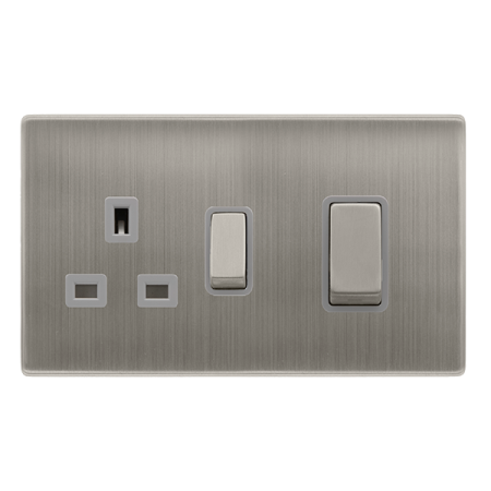 Click Definity Screwless 50A Ingot Double Pole Switch with 13a Double Pole Switched Socket | SFSS504GY