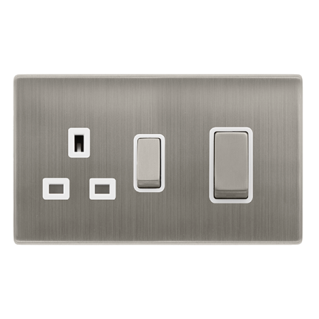 Click Definity Screwless 50A Ingot Double Pole Switch with 13a Double Pole Switched Socket | SFSS504PW