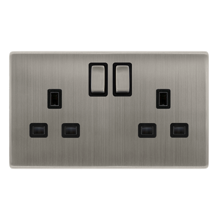 Click Definity Screwless 13A Ingot 2 Gang DP Switched Socket | SFSS536BK